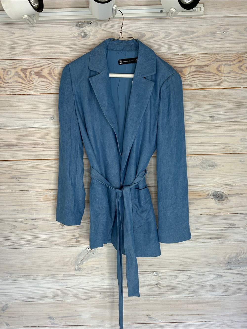NWT NY&CO Women's Blue Belted Blazer Jacket